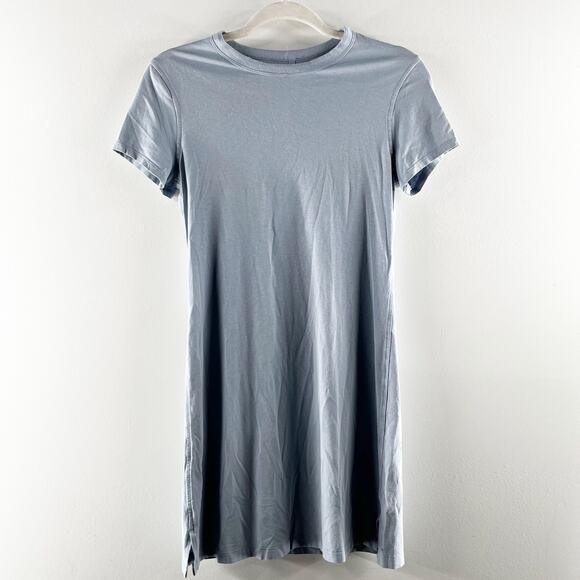 Lululemon Classic Fit Short Sleeve Cotton Mini Dress in Chambray Blue Small - Picture 3 of 7